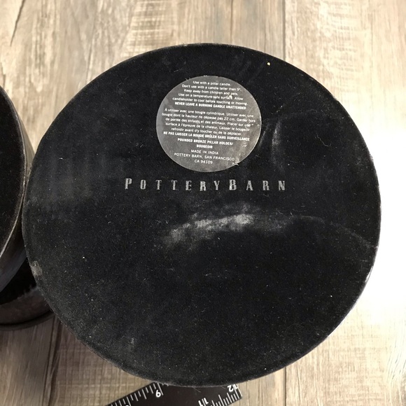 Pottery Barn Pounded Bronze Pillar Holder Set of 2 - Picture 4 of 11